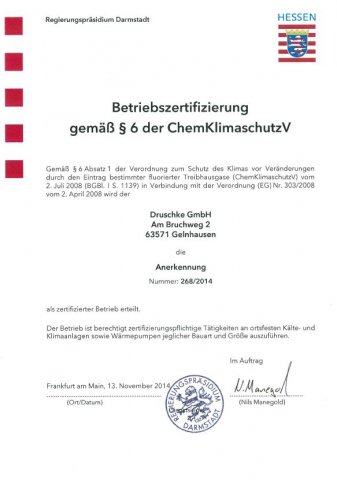 Betriebszertifizierung §6 ChemKlimaschutzV